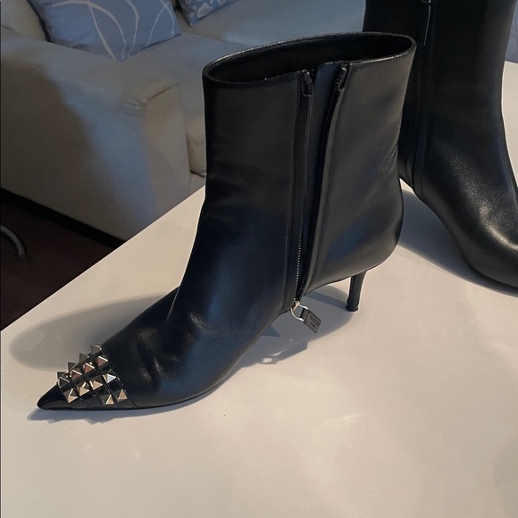 Chic Black Studded Heeled Boots - Picture 2 of 4